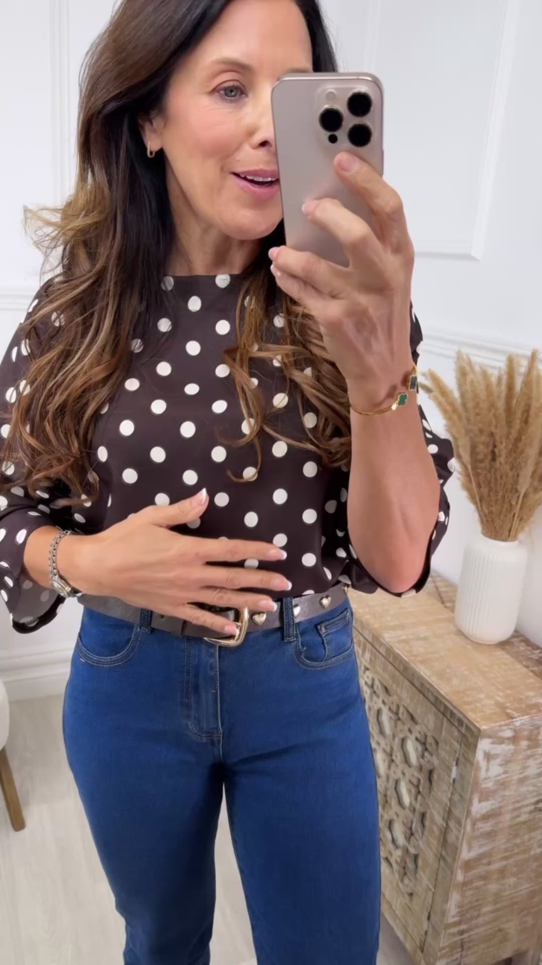 Vera Brown Polka Dot Top
