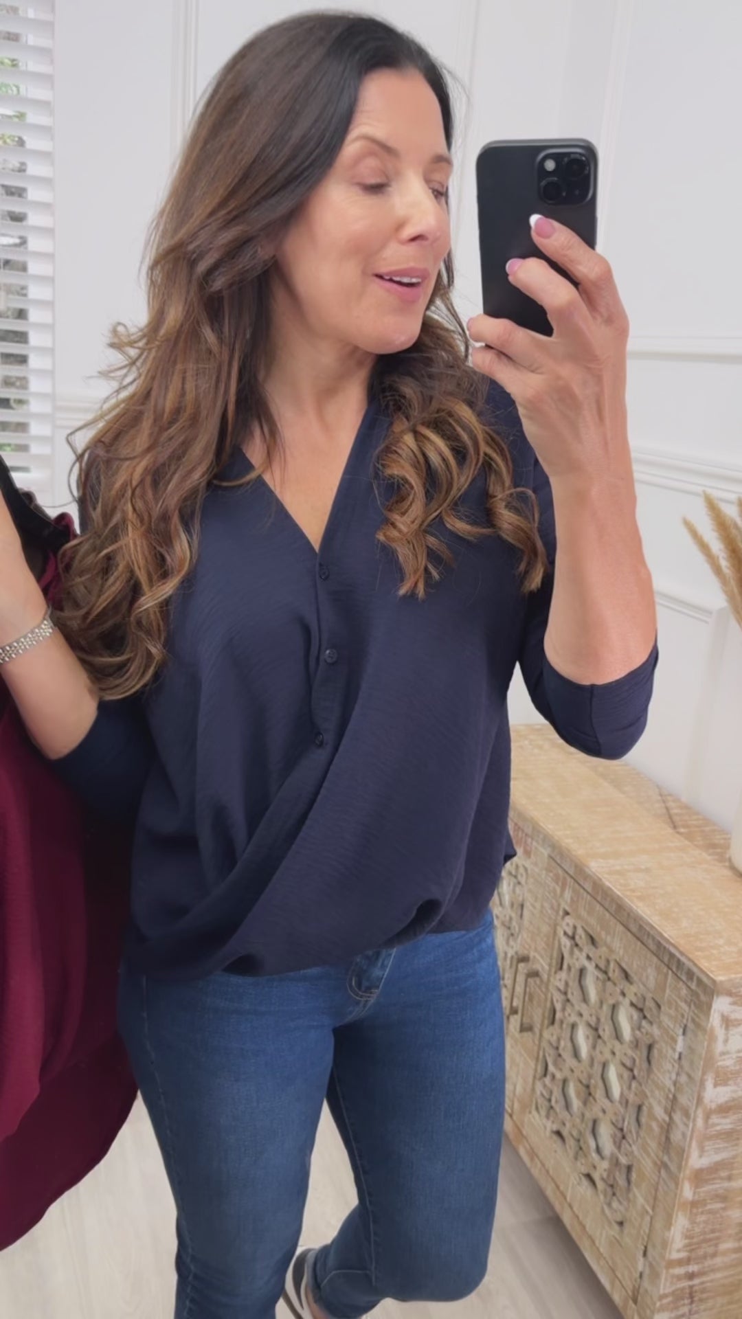 Darcy Navy Wrap Blouse