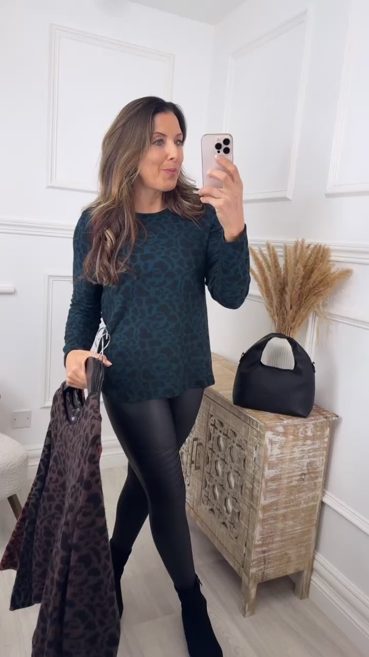 Darleen Teal Leopard Soft Top