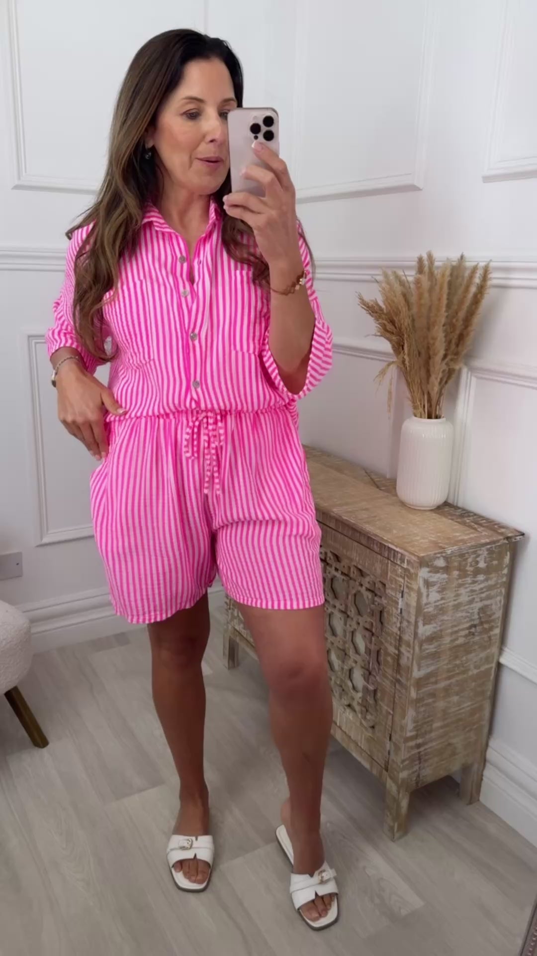 Sabrina Pink Striped Shorts Set