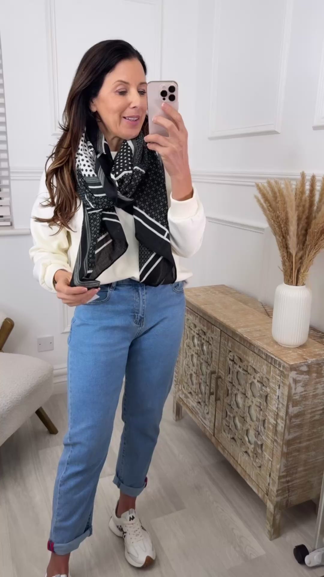 Helene Black Diverse Print Scarf