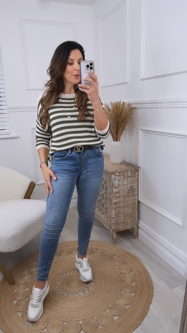 Laoise Khaki Striped Pullover