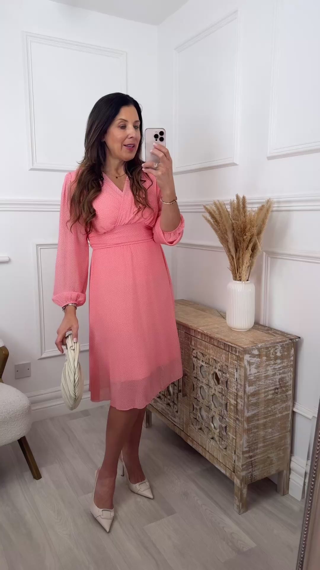 Elisabetta Peach Wrap Midi Dress