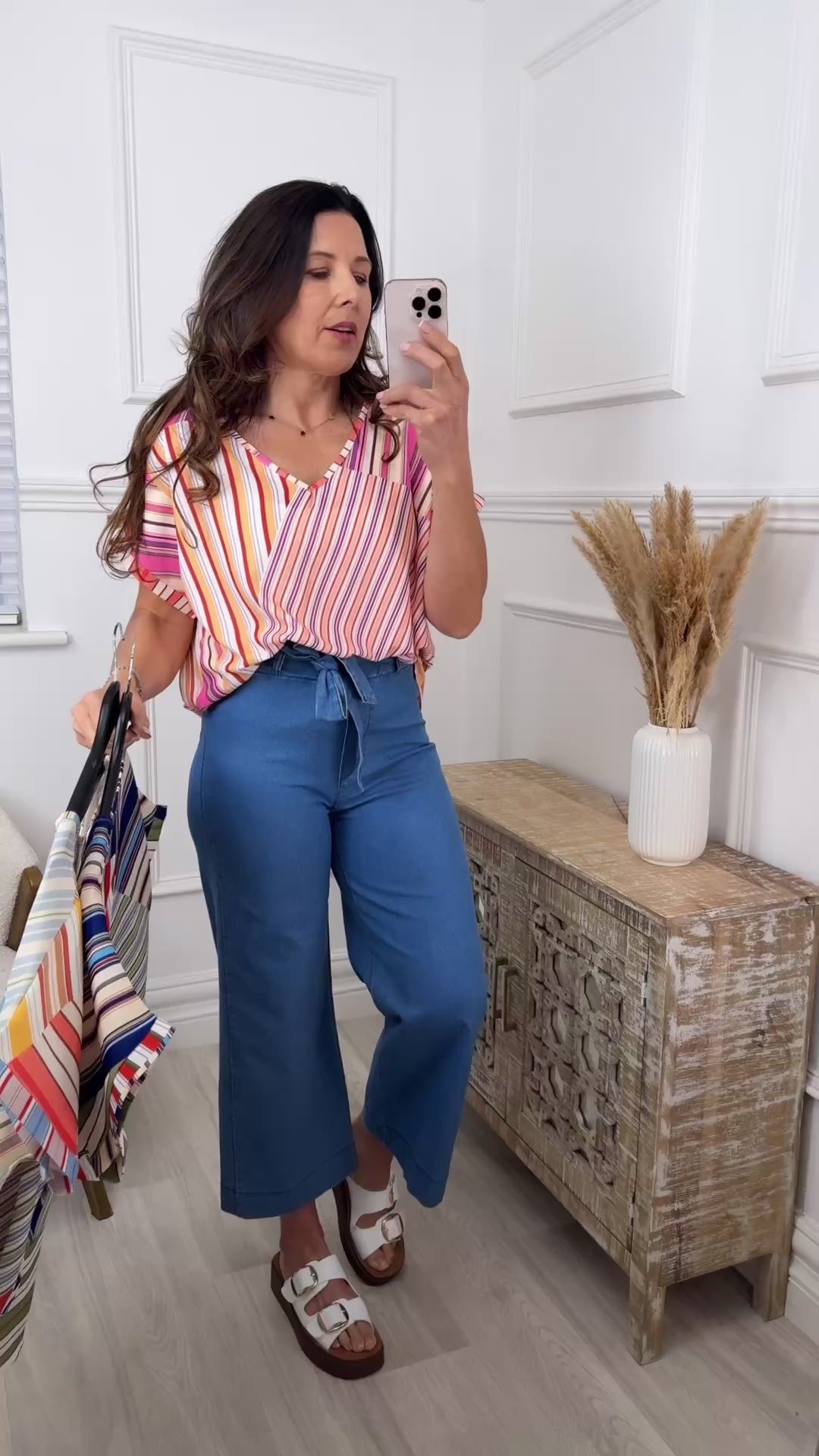 Marian Pink Abstract Stripe Top