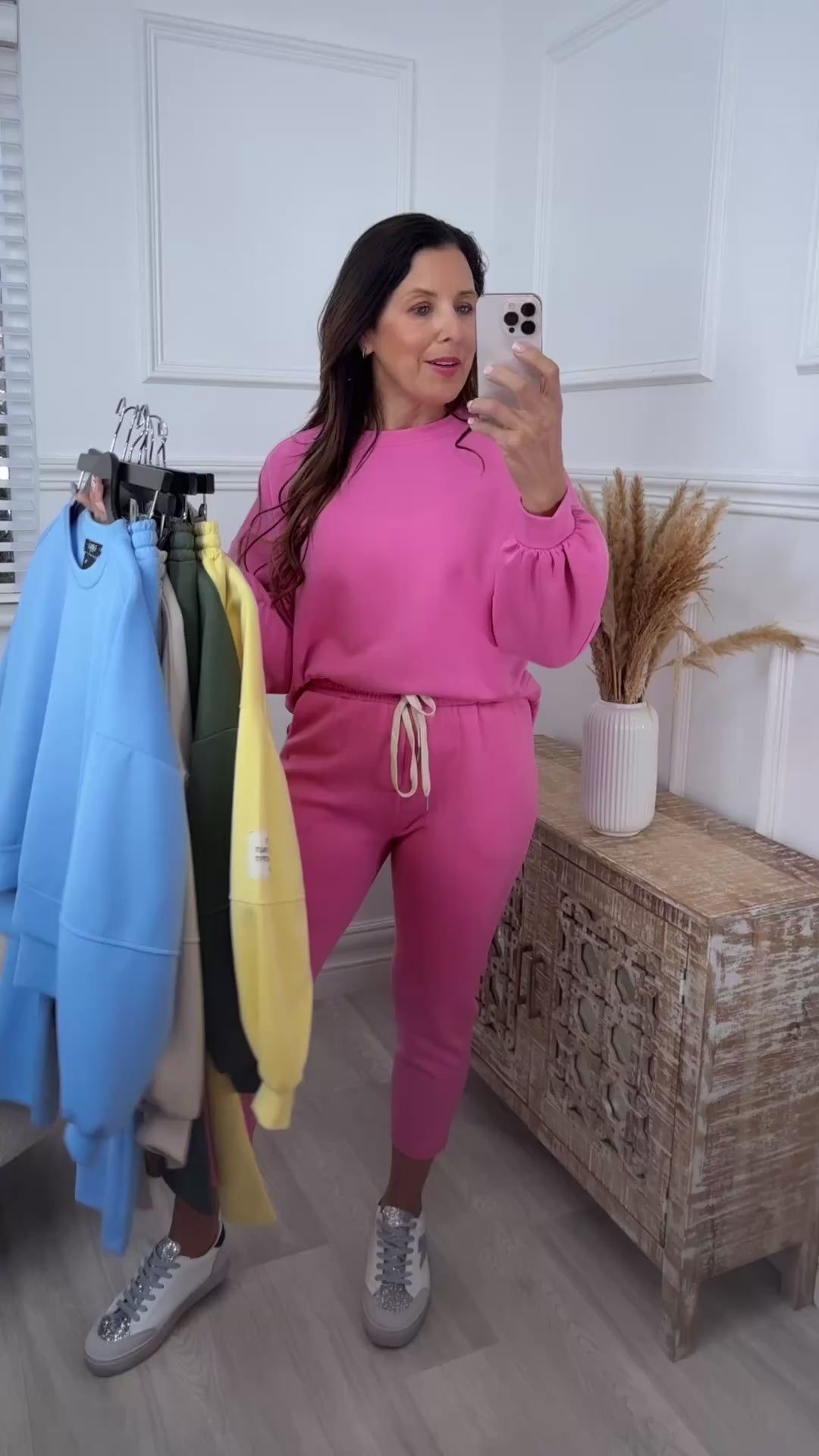 Liana Pink Dropped Sleeve Sweatshirt Set