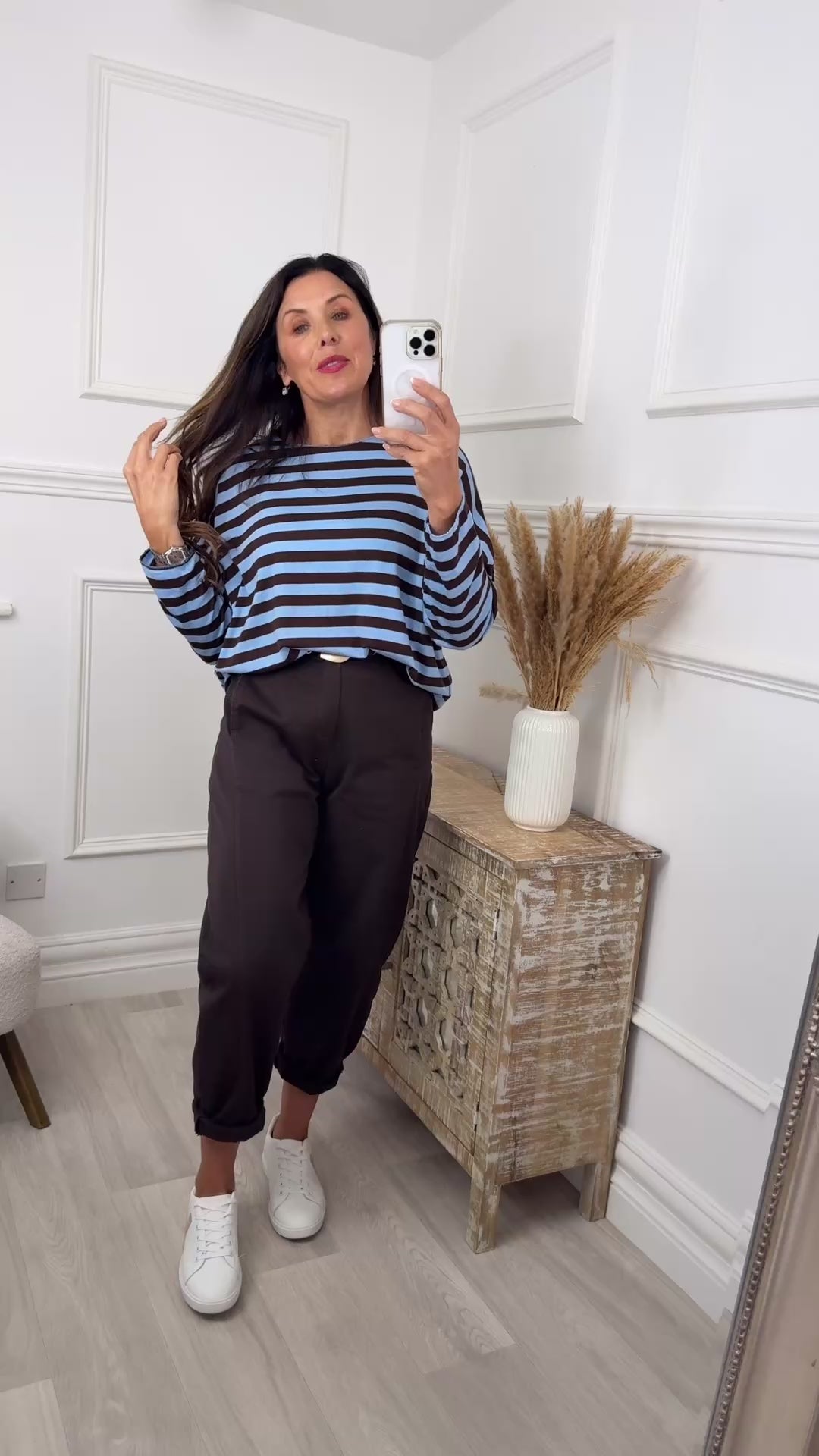 Viola Blue and Brown Striped Top