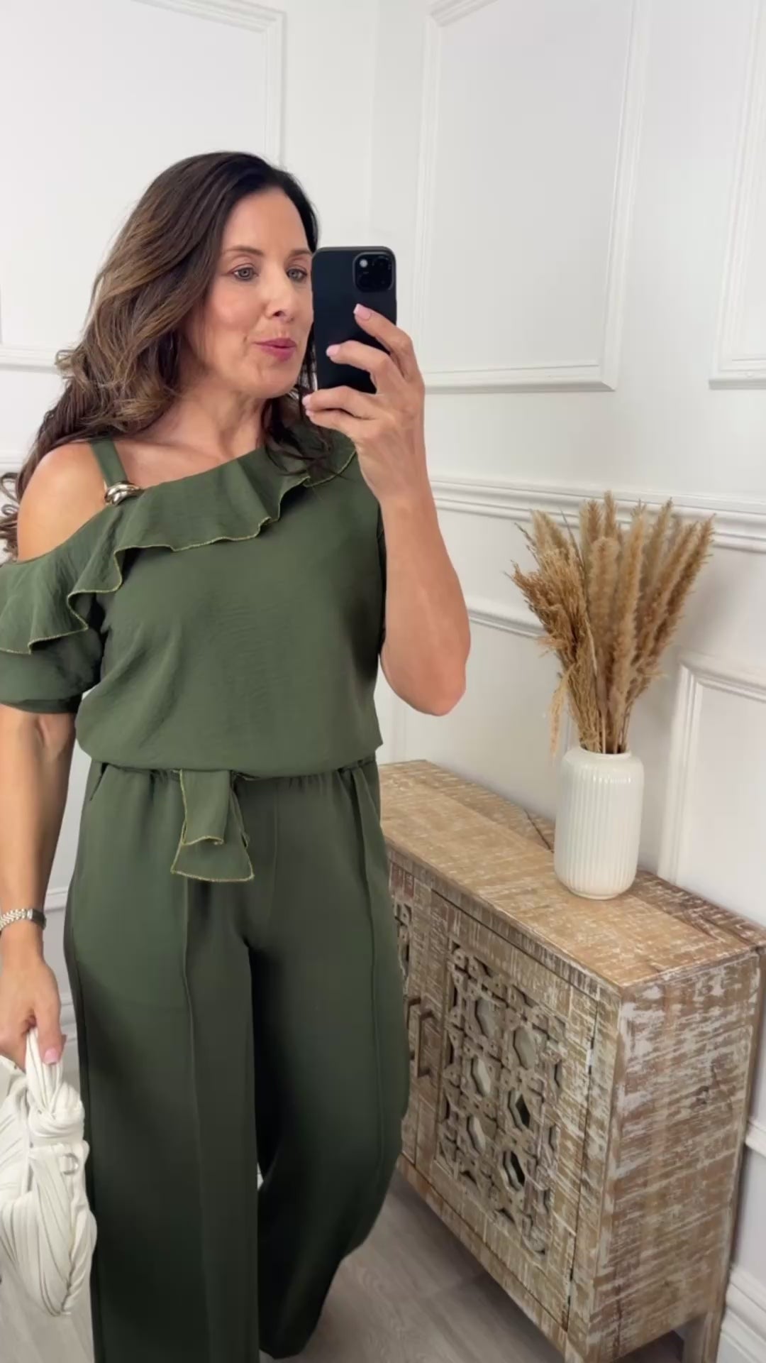 Alison Khaki Frill Set