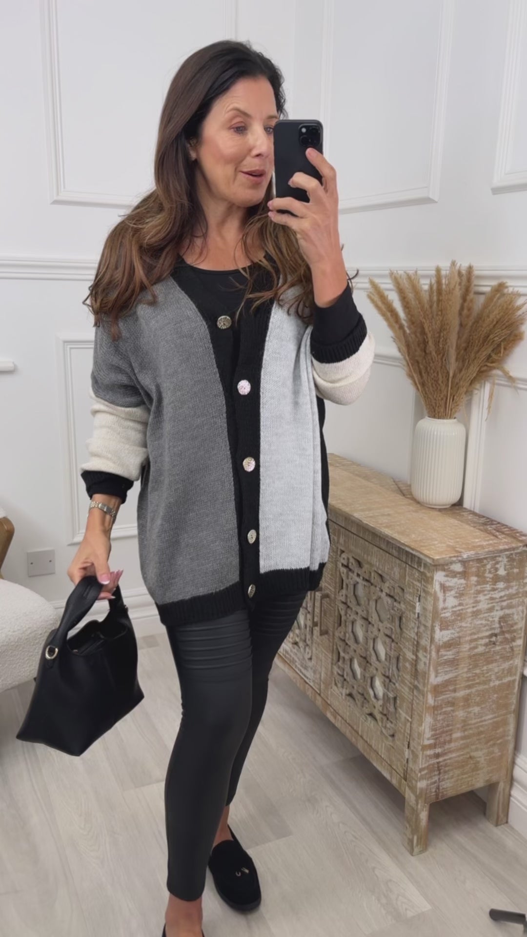 Nell Grey Colourblock Cardigan