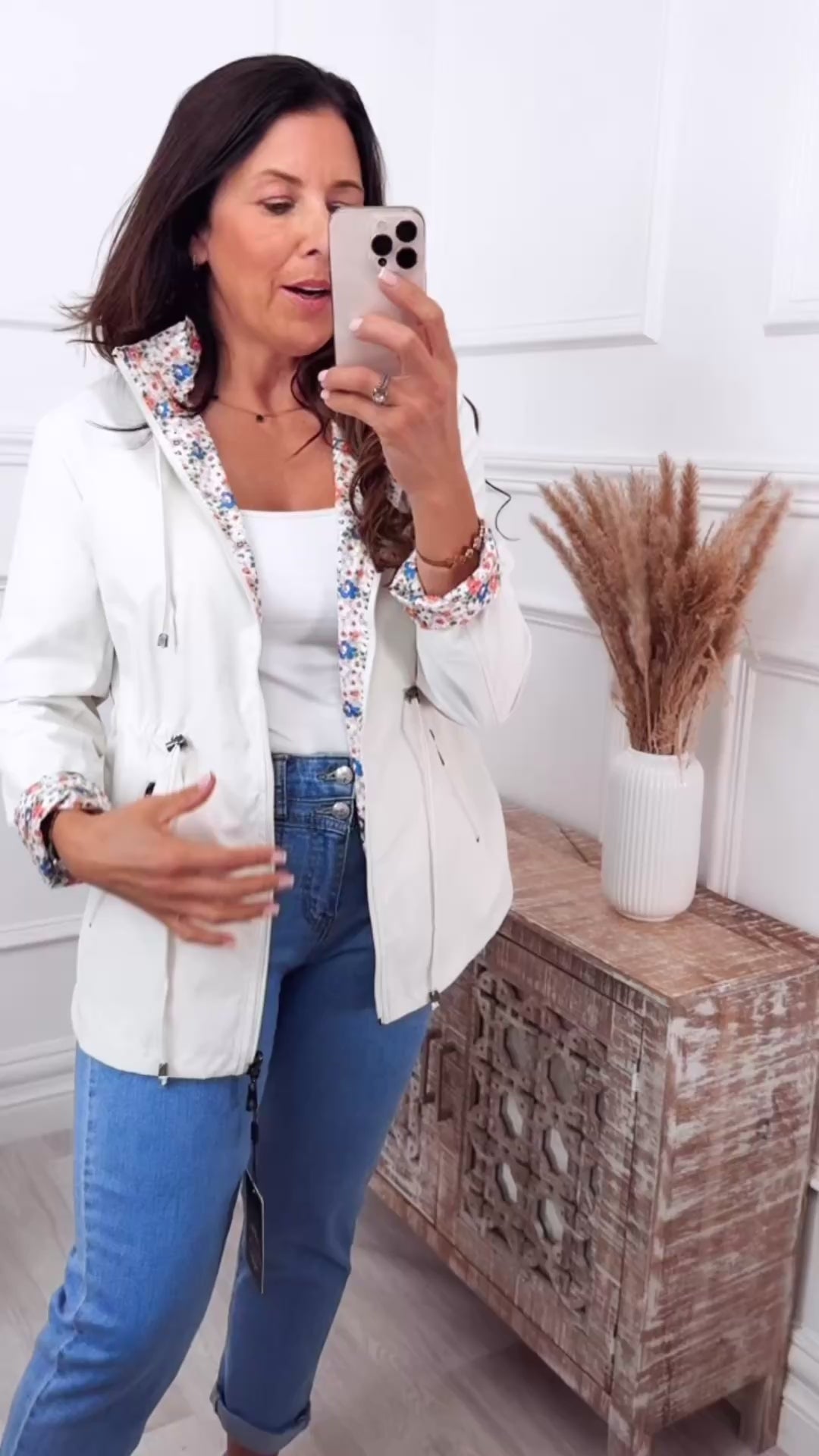 Dolores Beige Reversible Rain Jacket