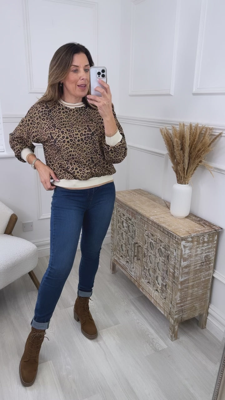 Tallulah Camel Animal Print Sweatshirt