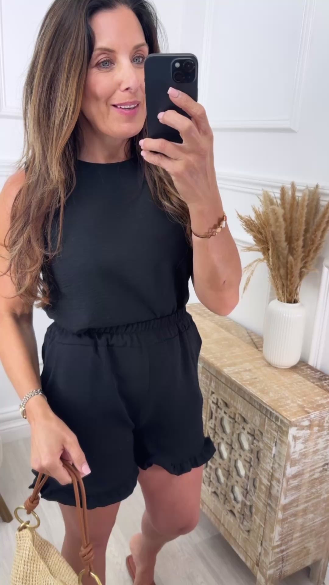 Kirsty Black Top and Shorts Set