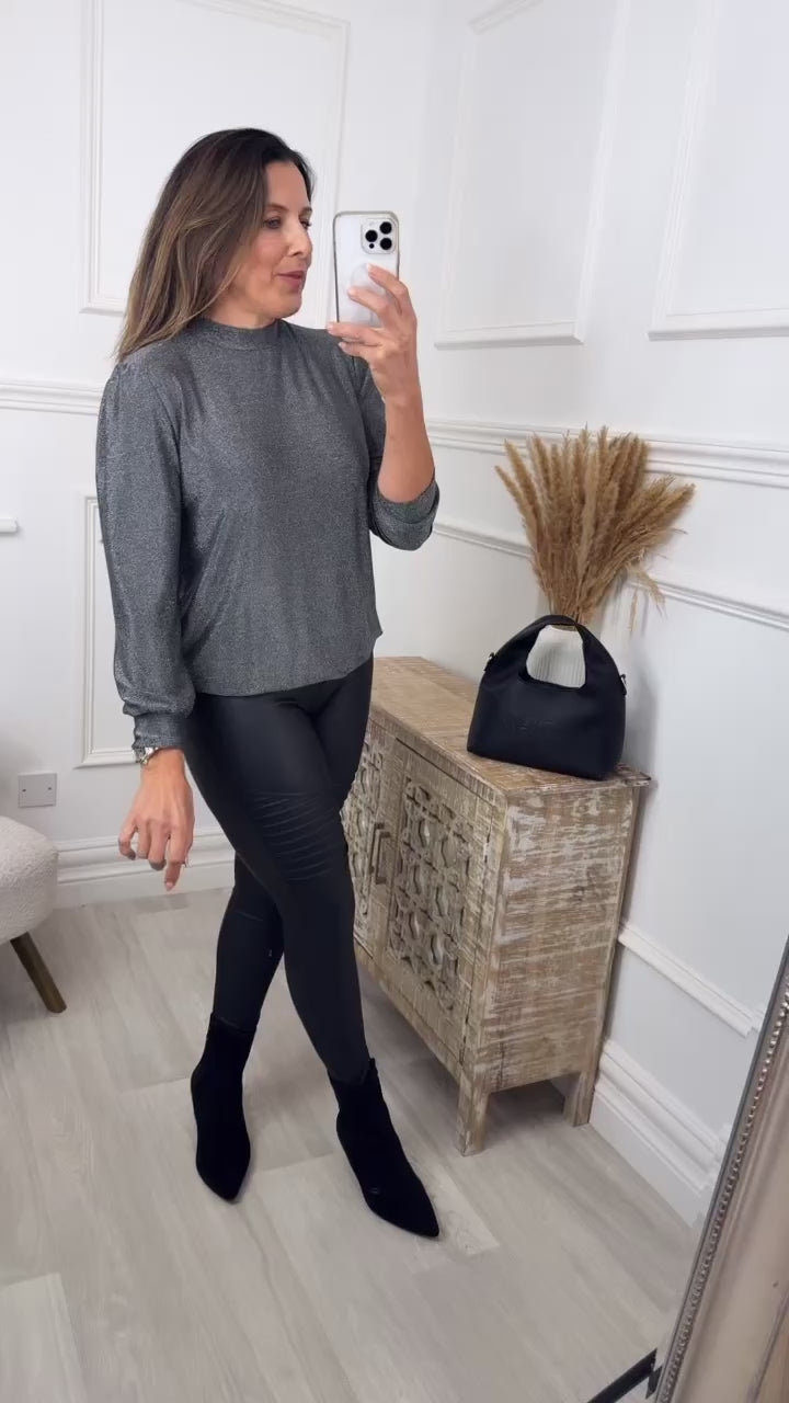 Lulu Black Glitter Long Sleeved Top