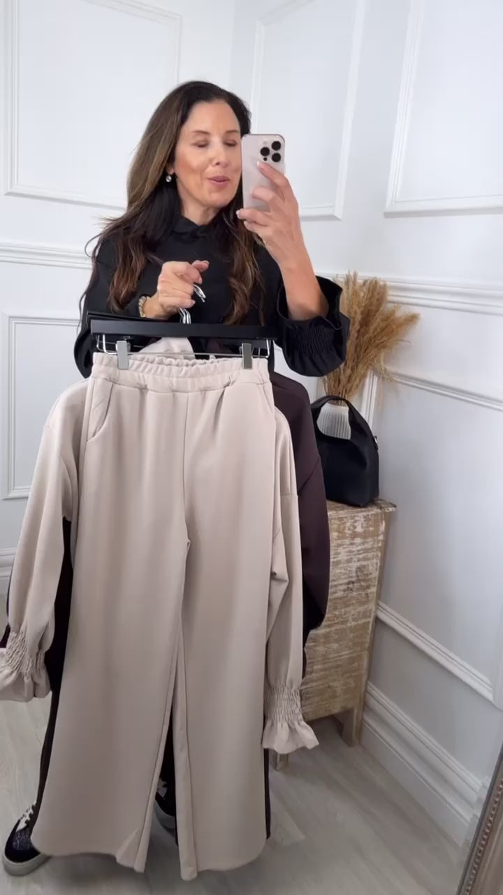 Monaco Black Frill Cuff Two Piece Tracksuit