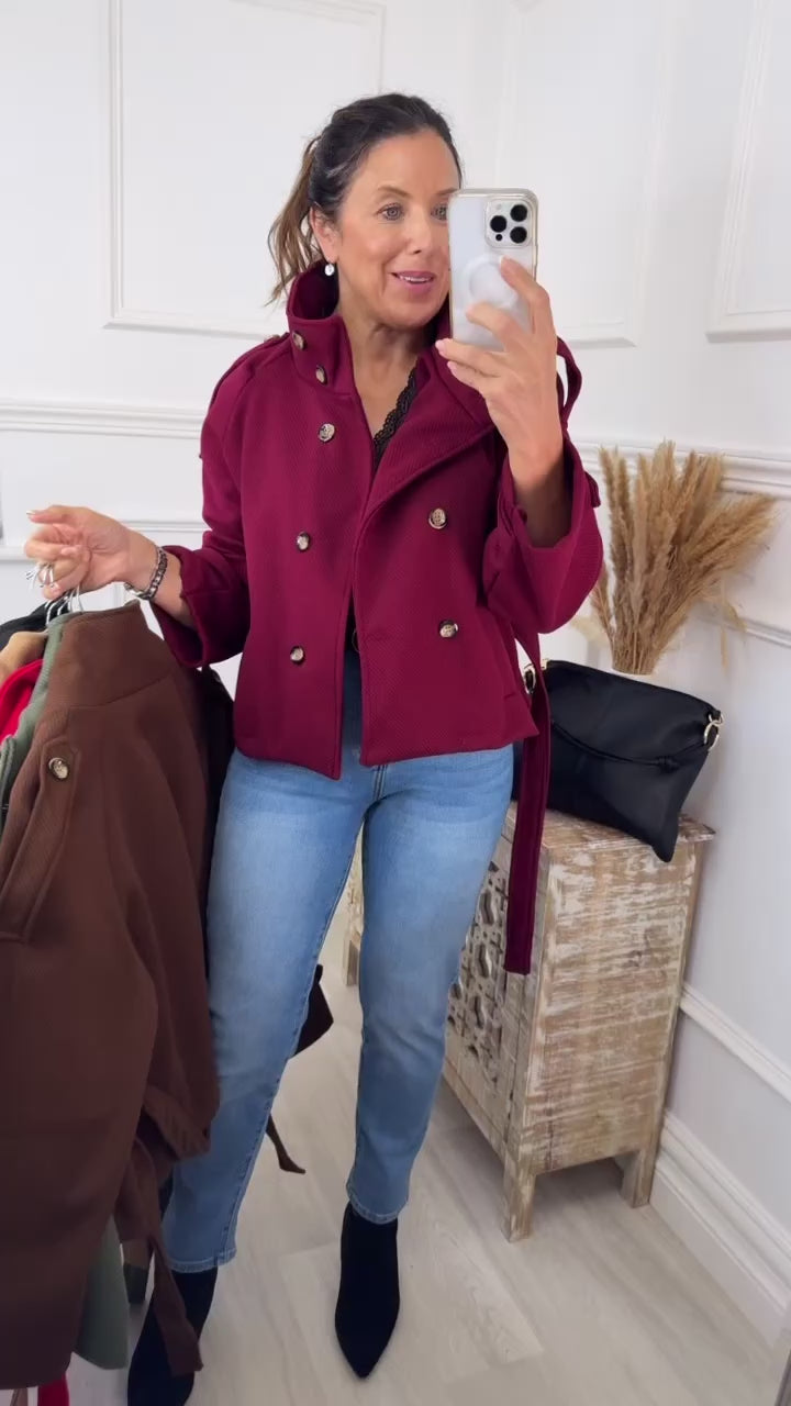 Roisin Wine Jacket With Buttons
