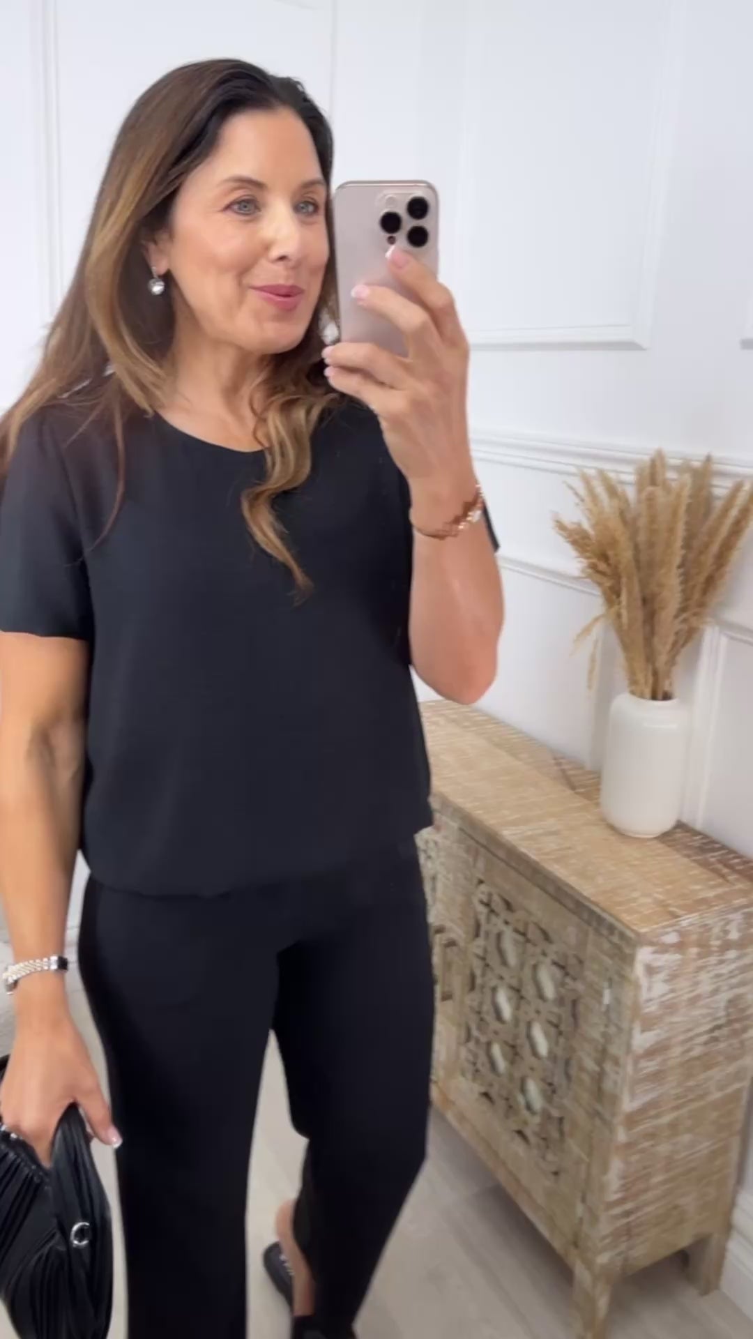Alish Black Short Puff Sleeve Set