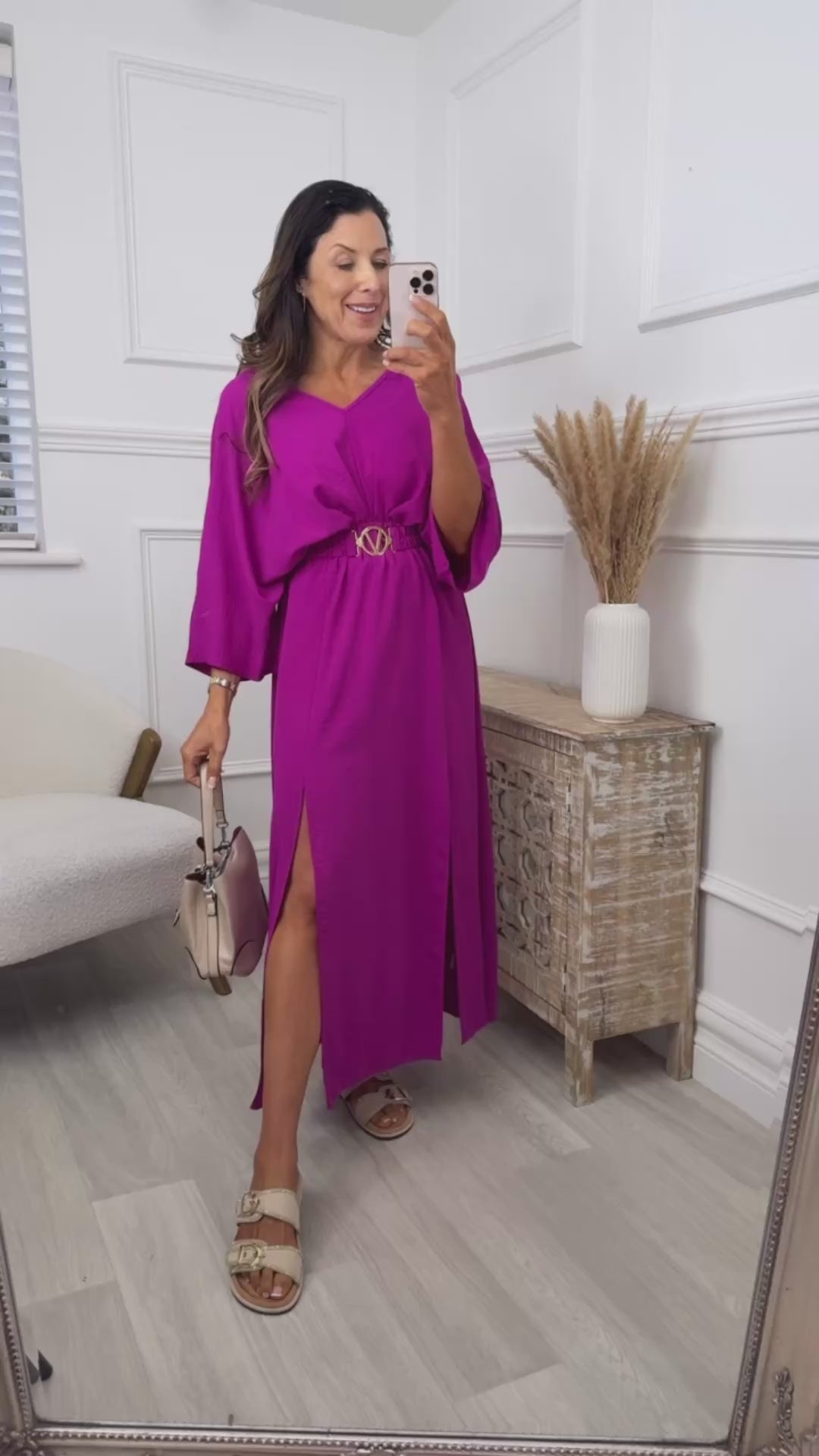 Avery Magenta Front Slit Dress