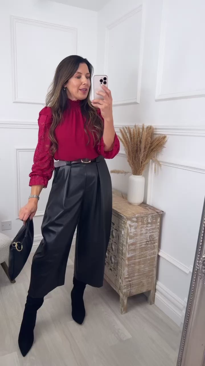 Abby Wine High Neck Top