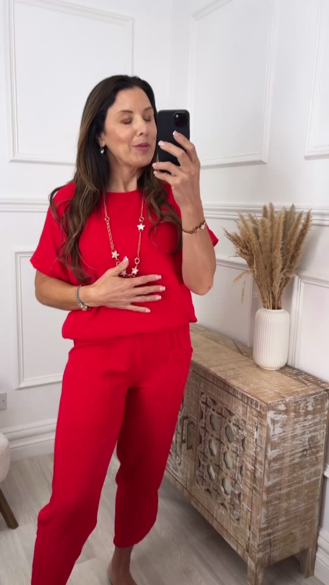 Portia Red Short Sleeve Set