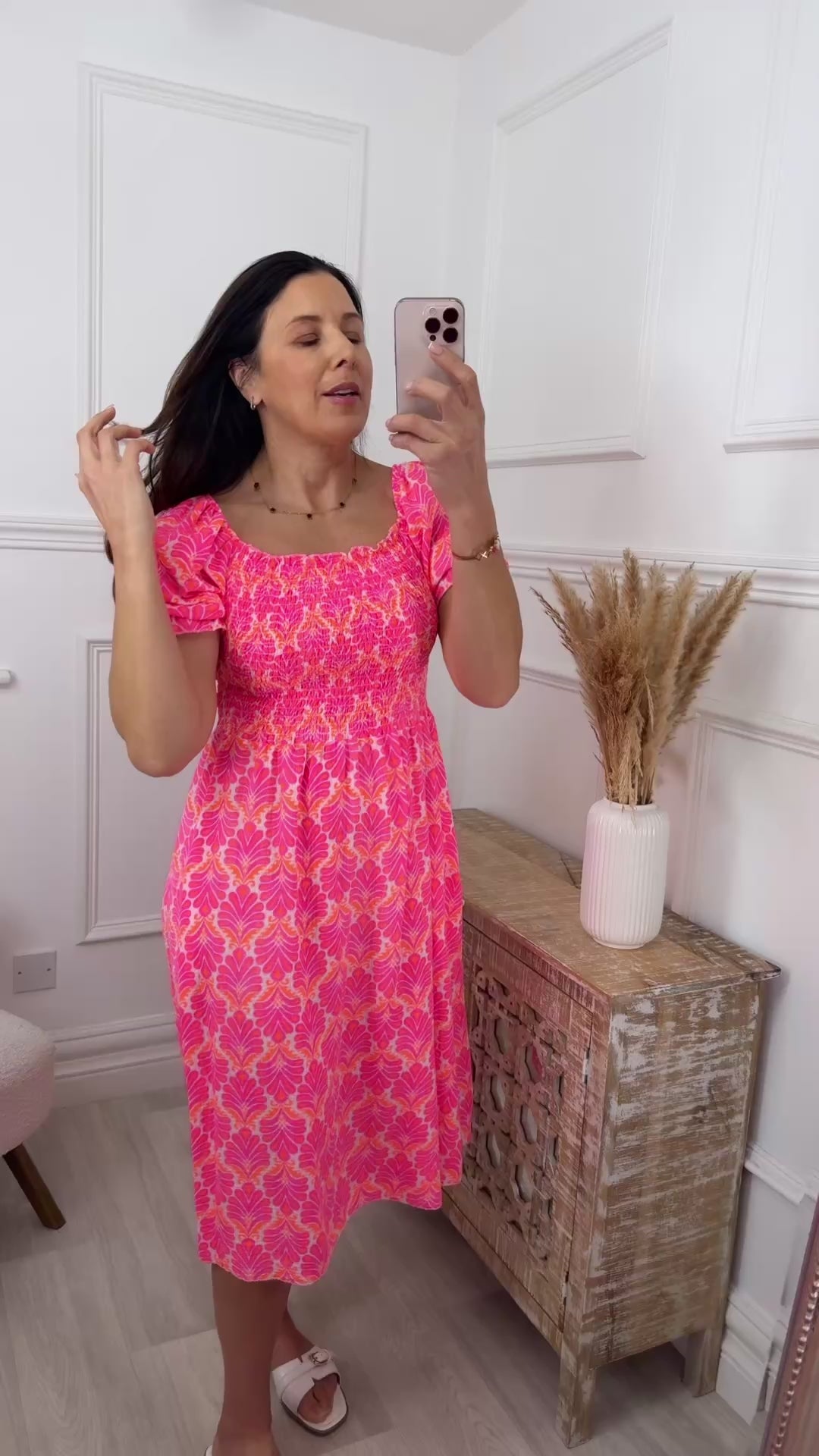 Maureen Fuchsia Midi Dress