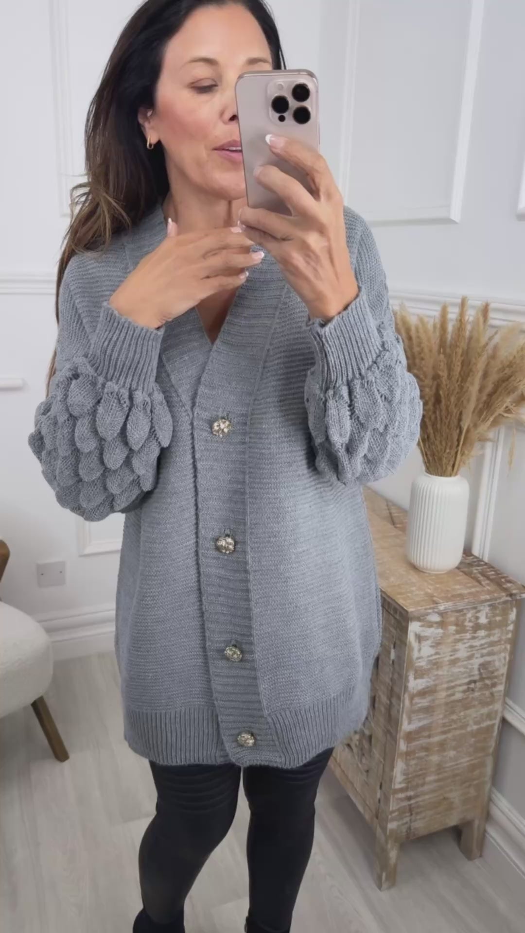 Blair Grey Bubble Sleeve Cardigan