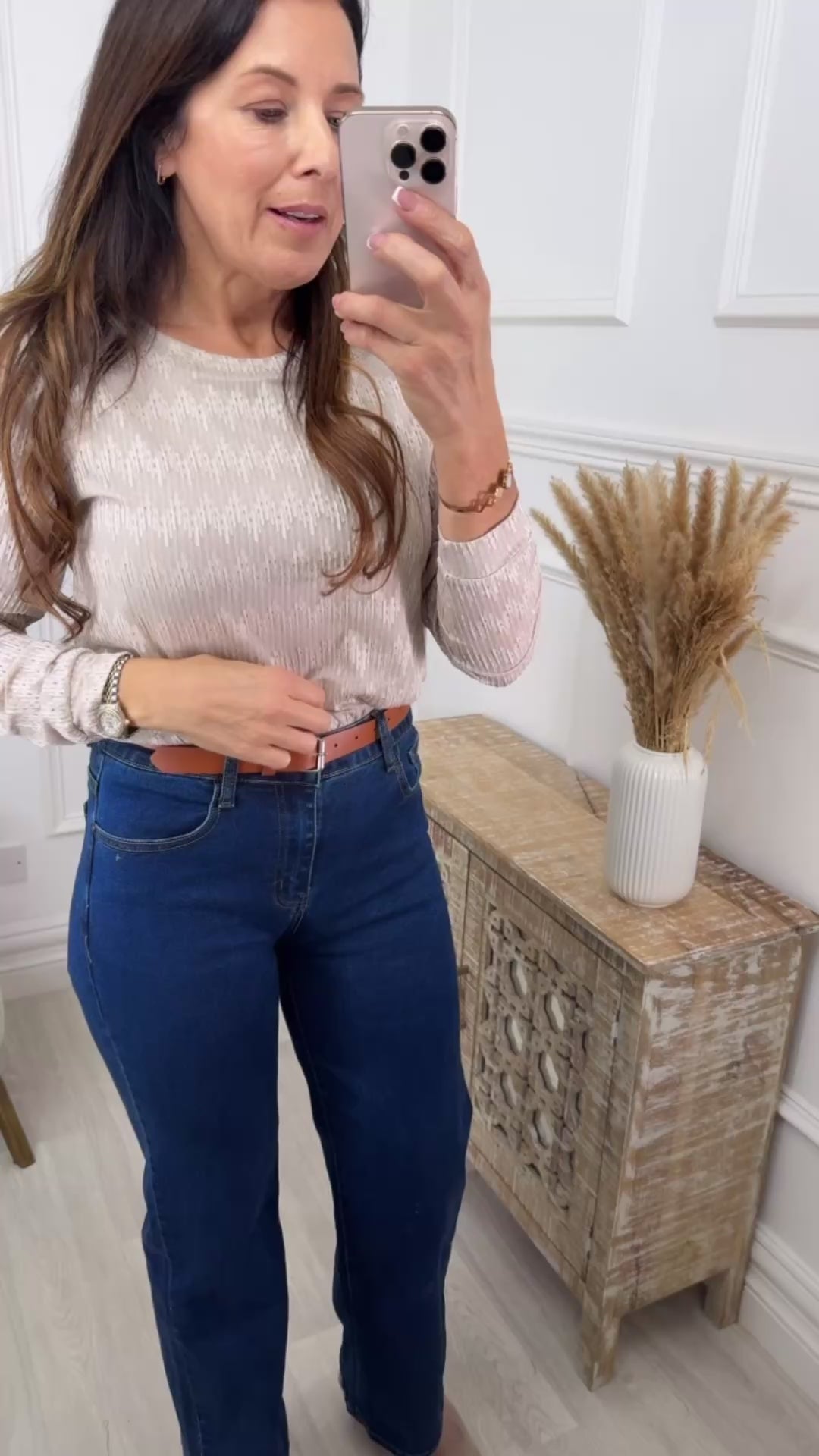 Duana Blue Wide Leg Belted Jeans