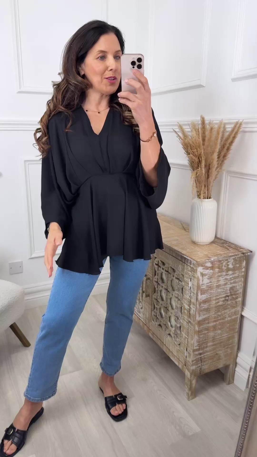 Marissa Black Cape Sleeve Blouse