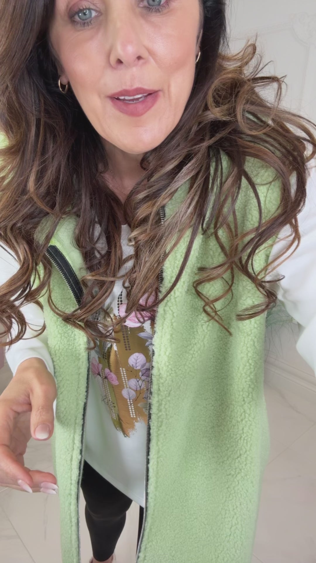 Ailish Green Teddy Fleece Gilet