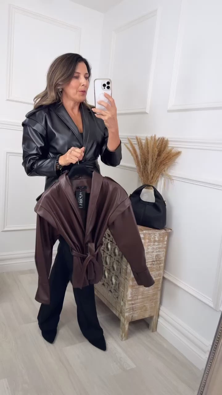 Laurena Black Pleather Jacket