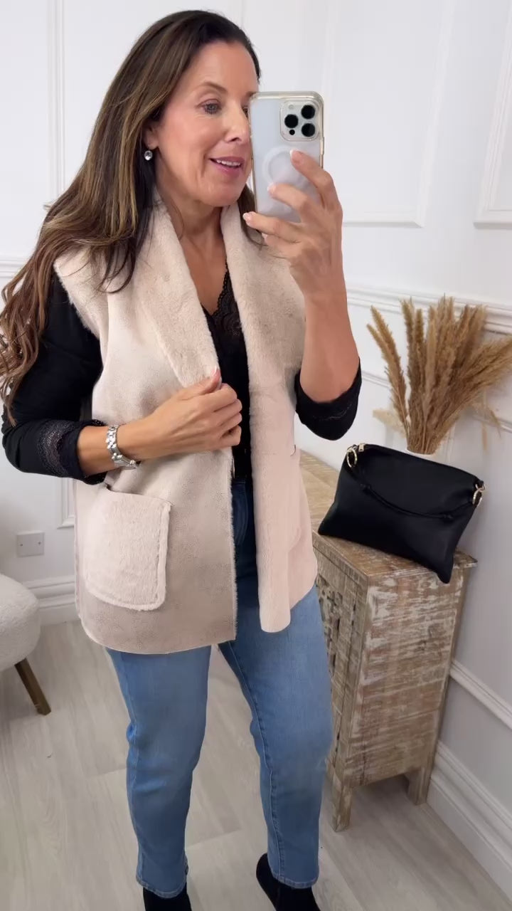 Loretta Beige Suede Feel Waistcoat