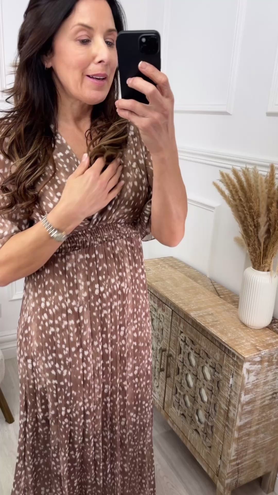 Blaise Brown Pebble Print Wrap Dress