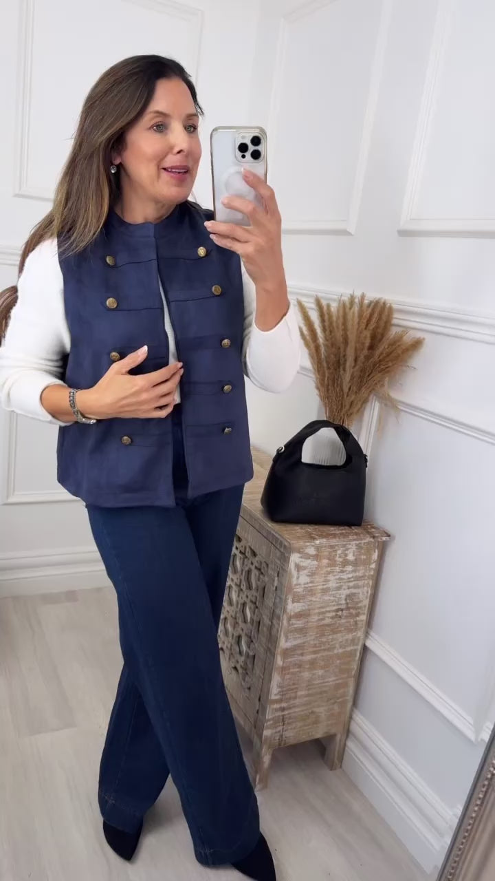 Katie Navy Button Waistcoat