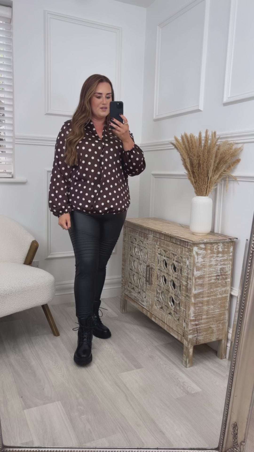 Marguerite Brown Polka Dot Blouse