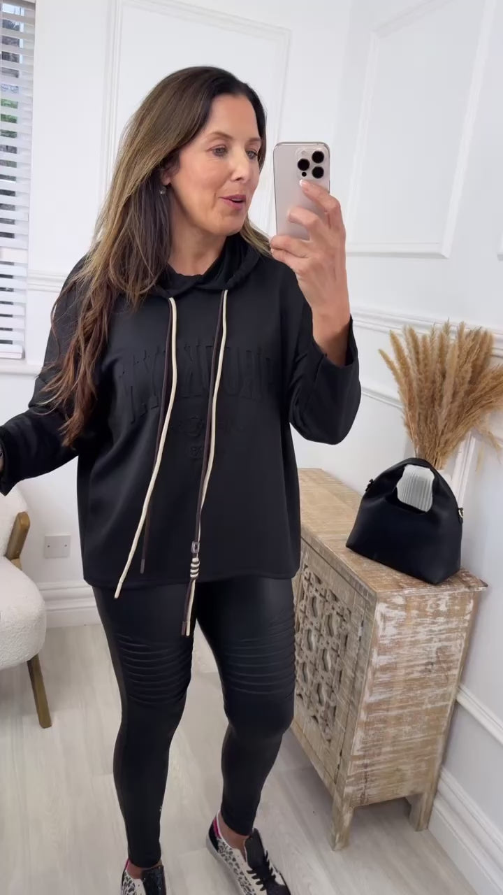 Jules Black Embossed Hoodie