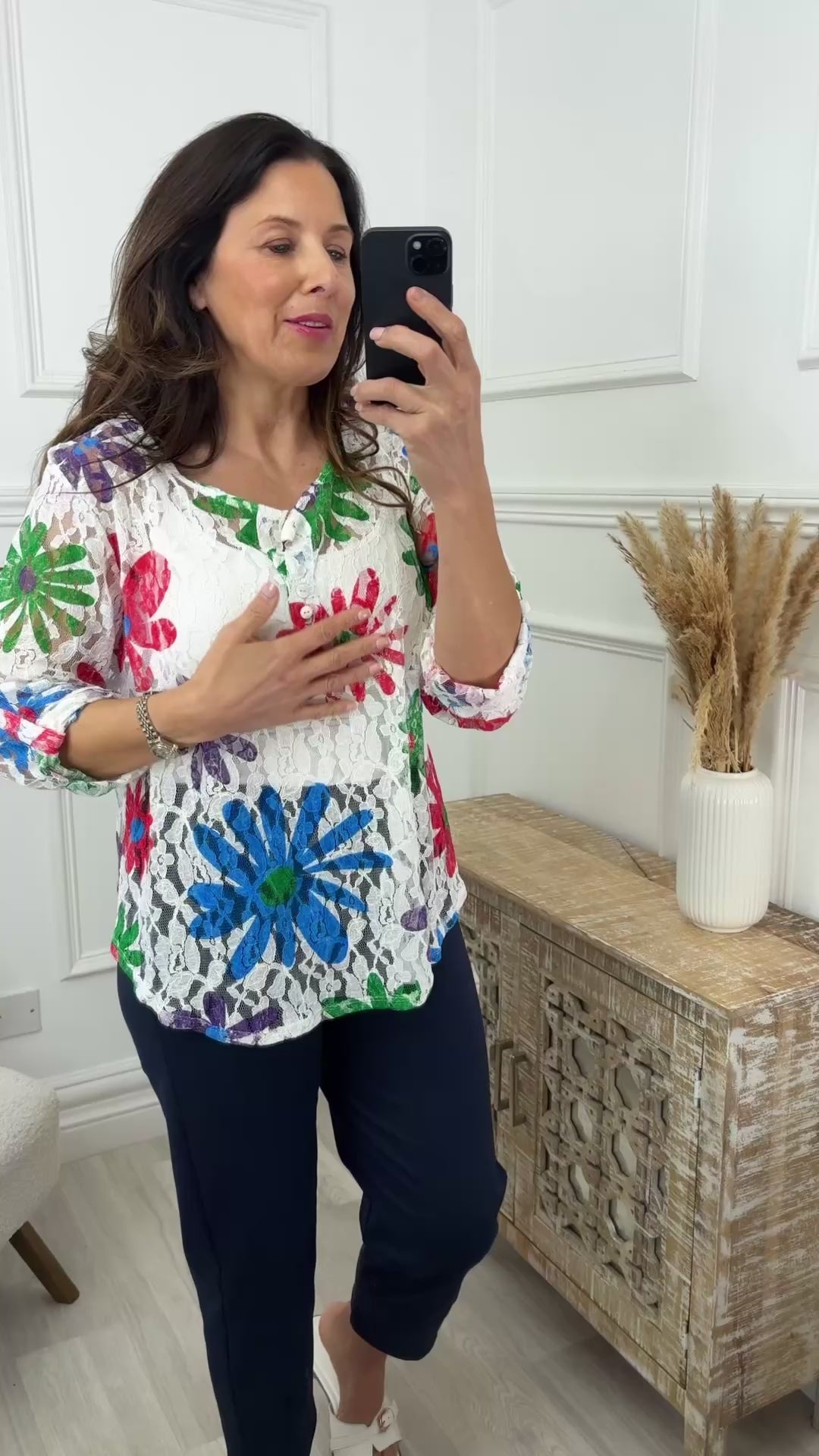 Laura White Floral Lace Blouse