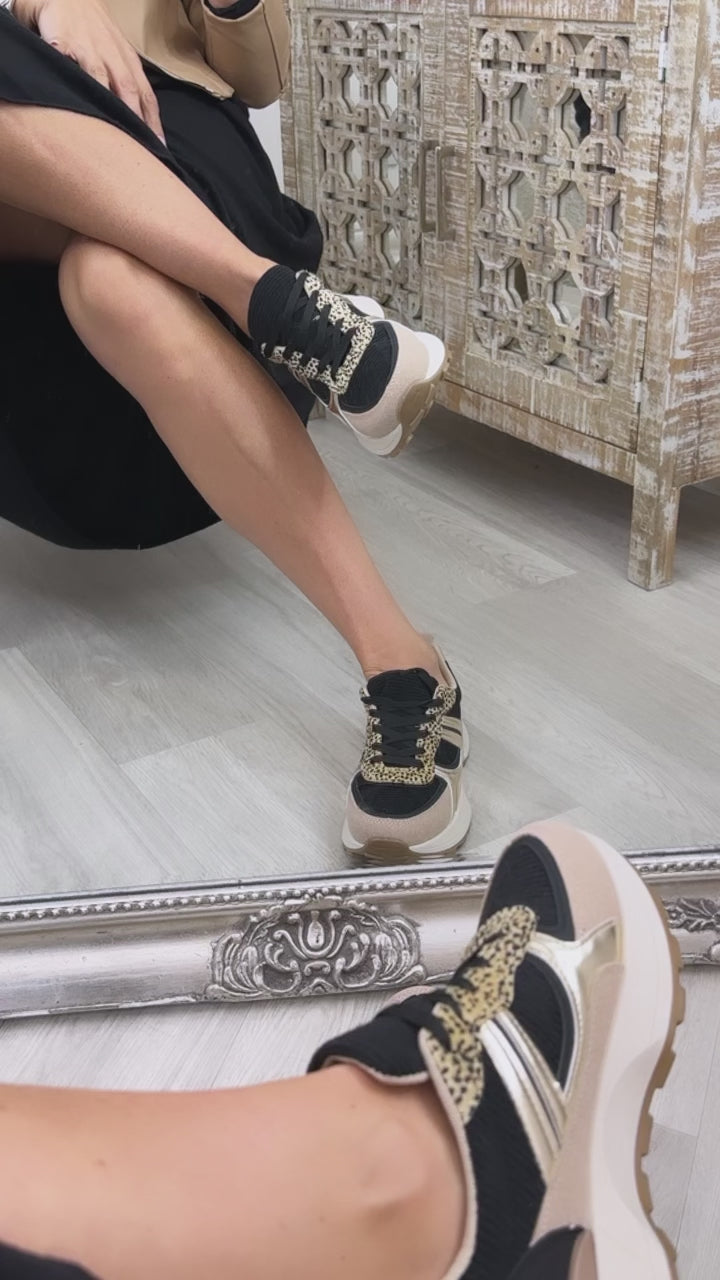 Mimi Black Ribbed Trainers