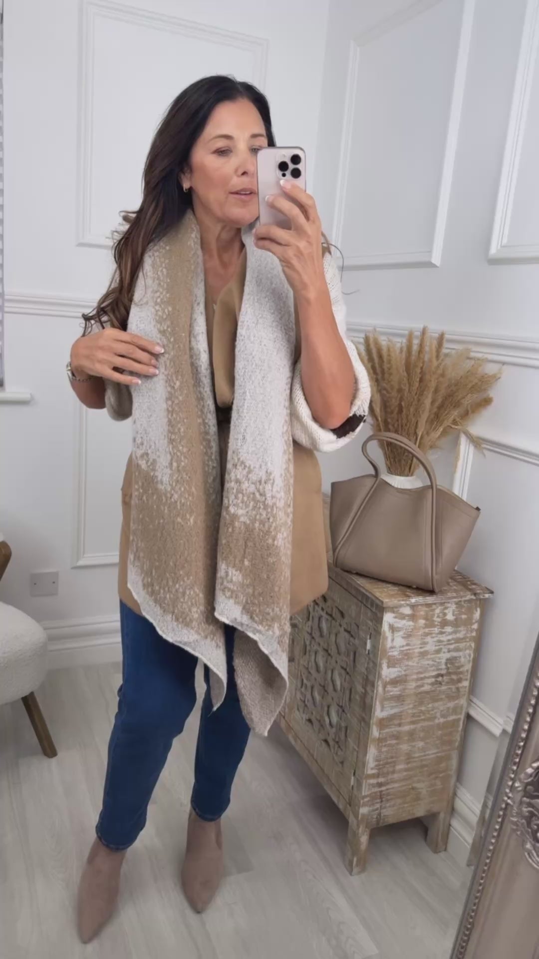 Blanche Beige Asymmetric Scarf