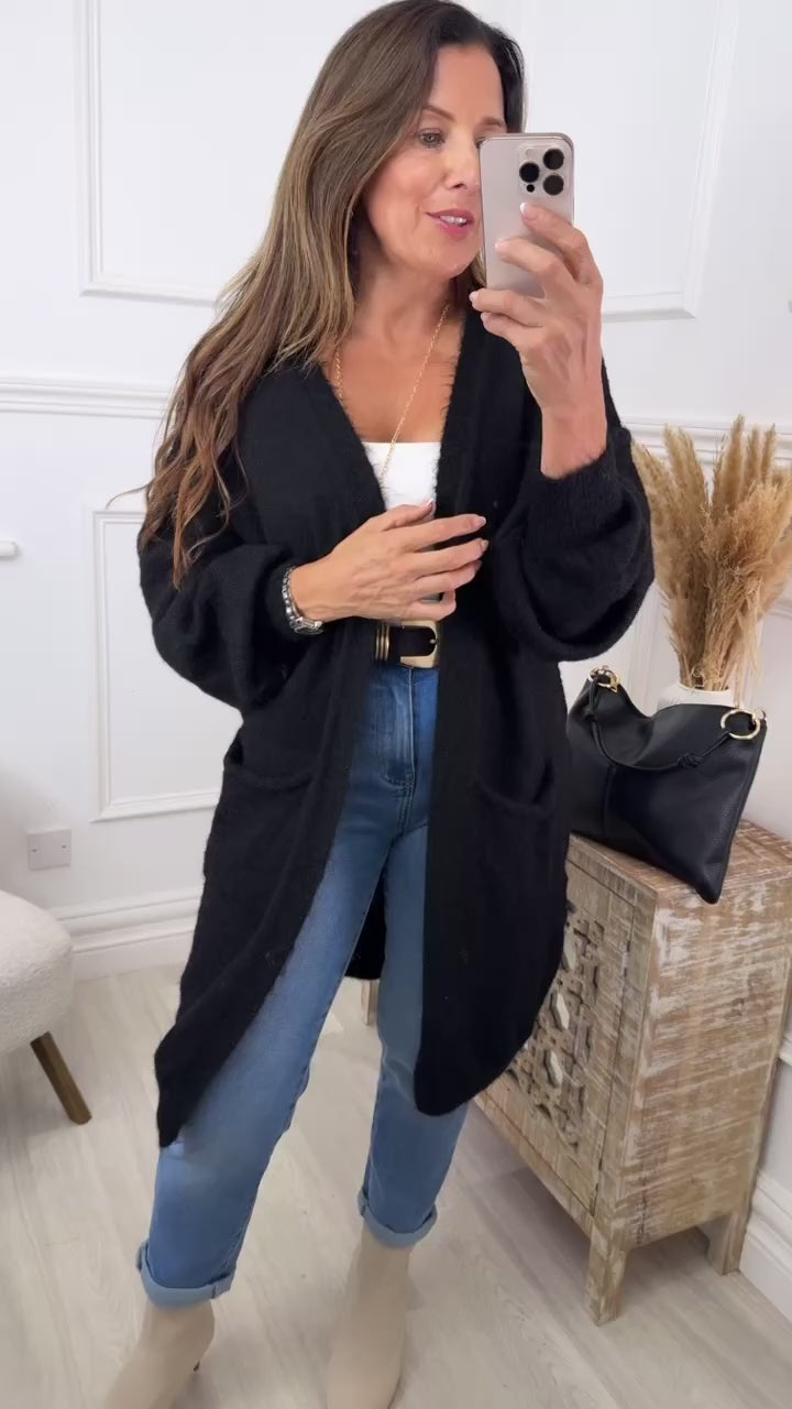 Payton Black Pocket Cardigan