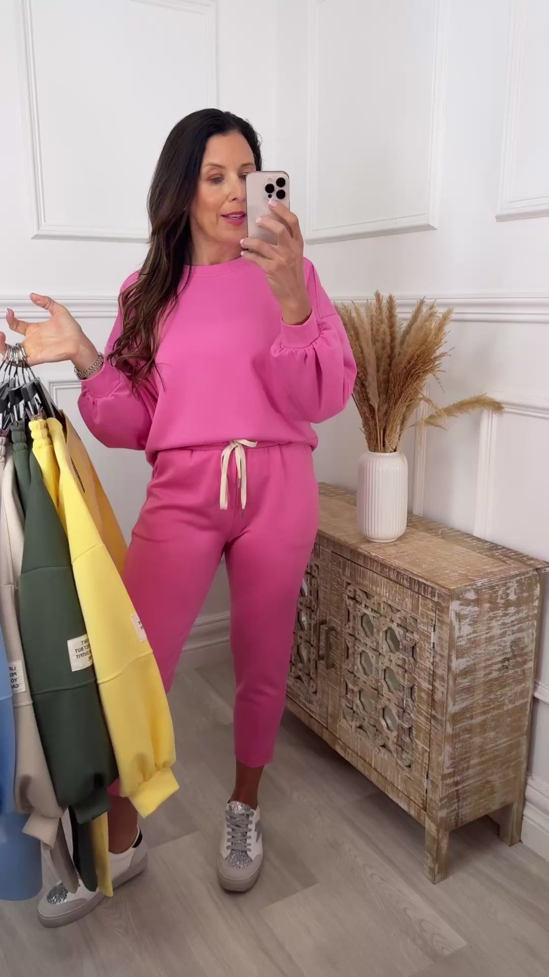 Liana Pink Dropped Sleeve Sweatshirt Set