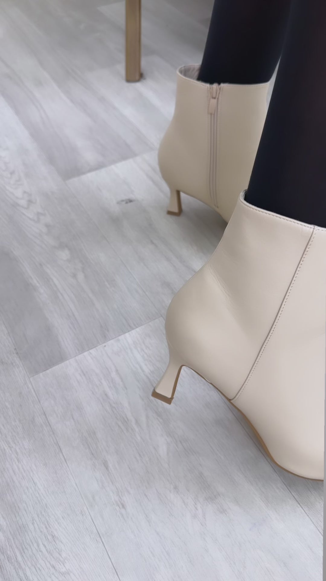 Carly Beige Kitten Heel Ankle Boots