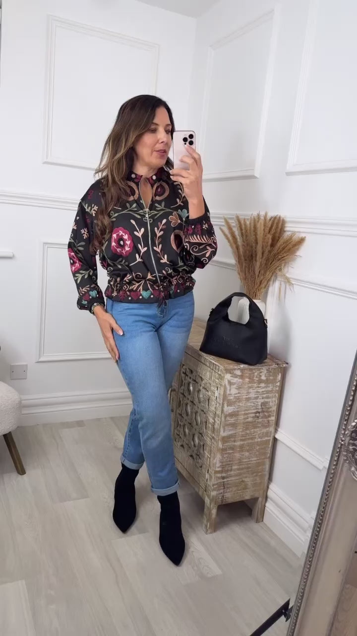 Carmen Black Print Bomber
