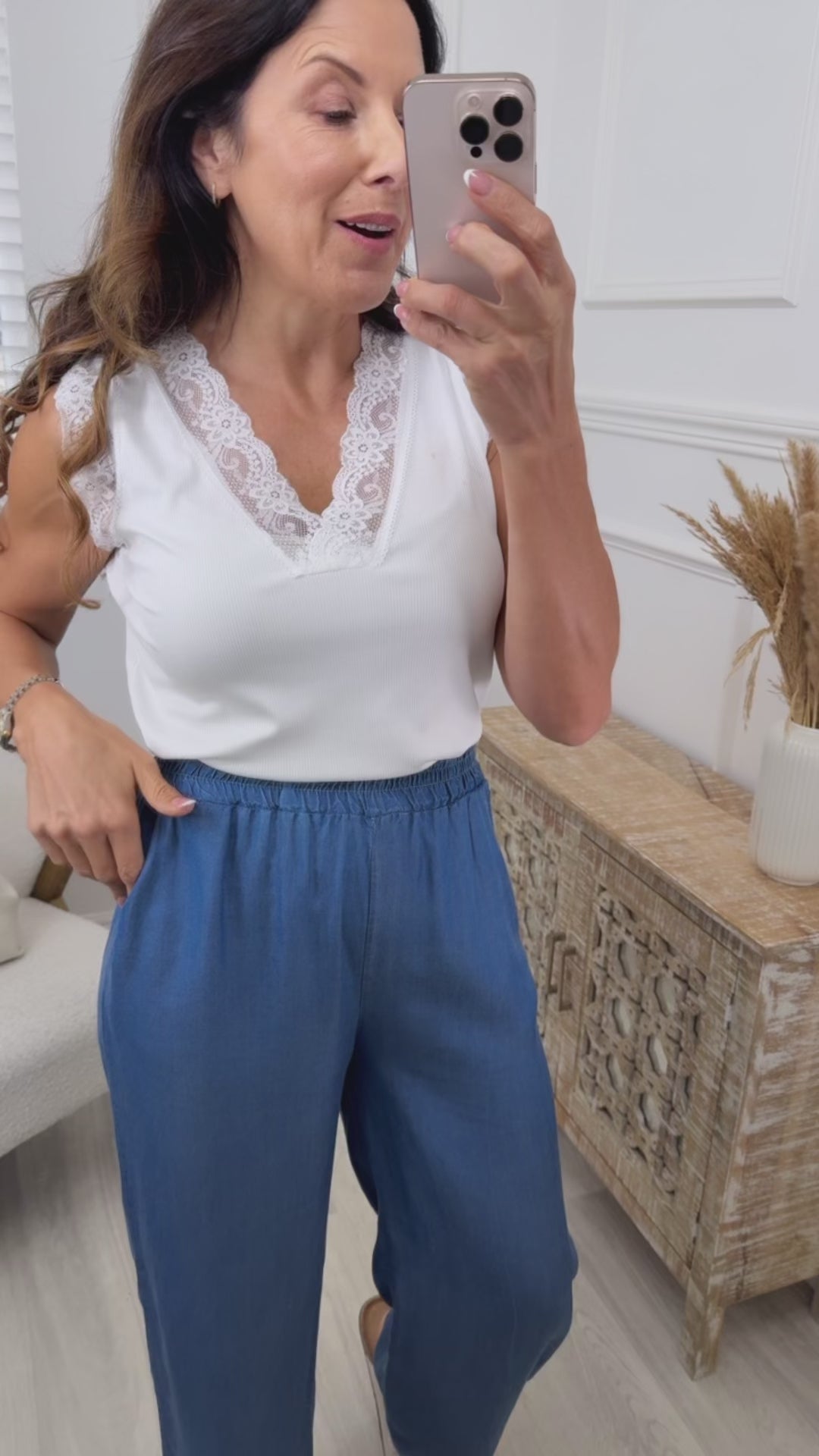 Rafaelle Blue Denim Wide Leg Trousers