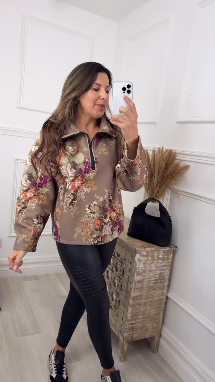 Gerry Brown Floral Half Zip