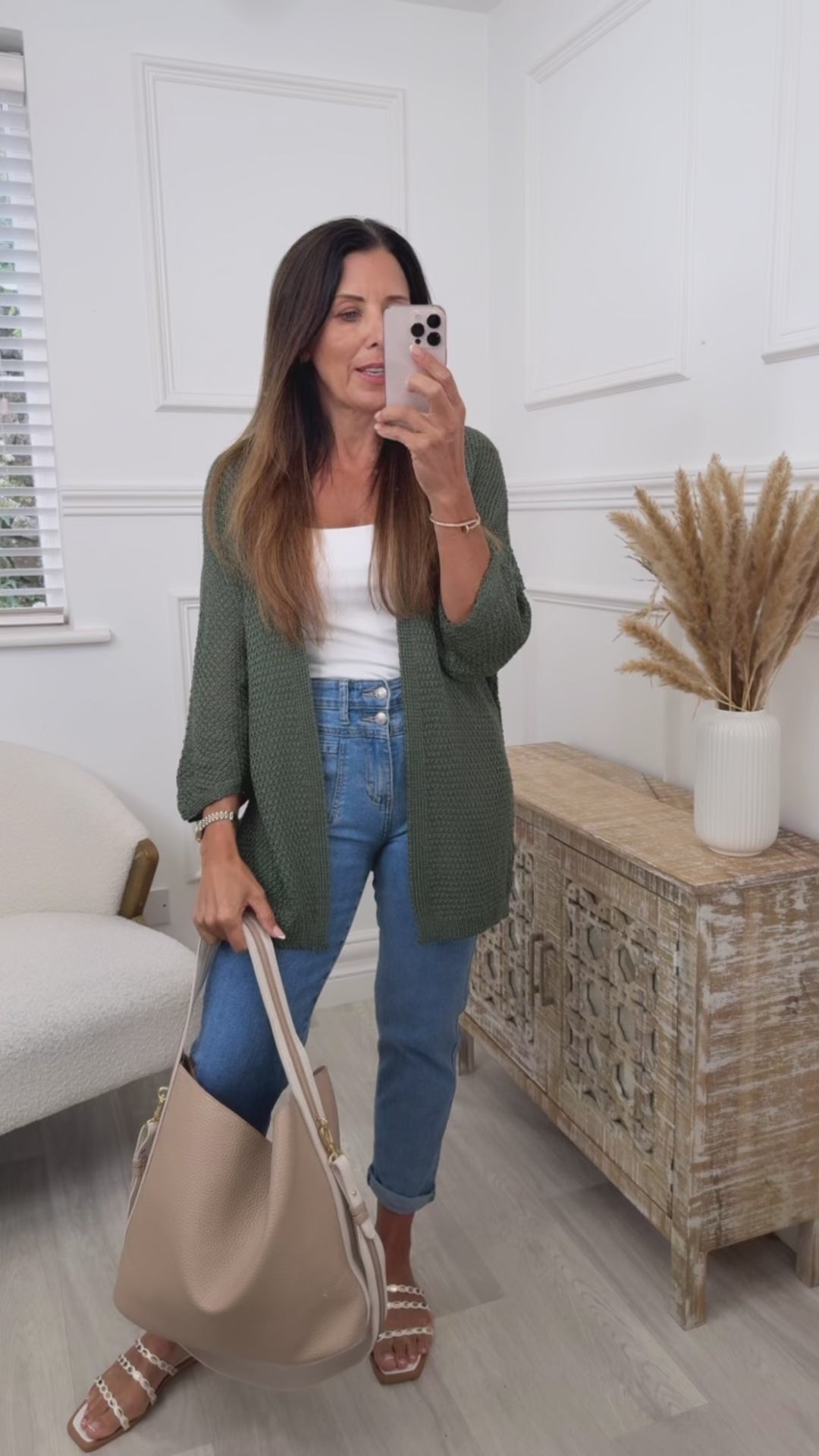 Clara Khaki Knit Cardigan