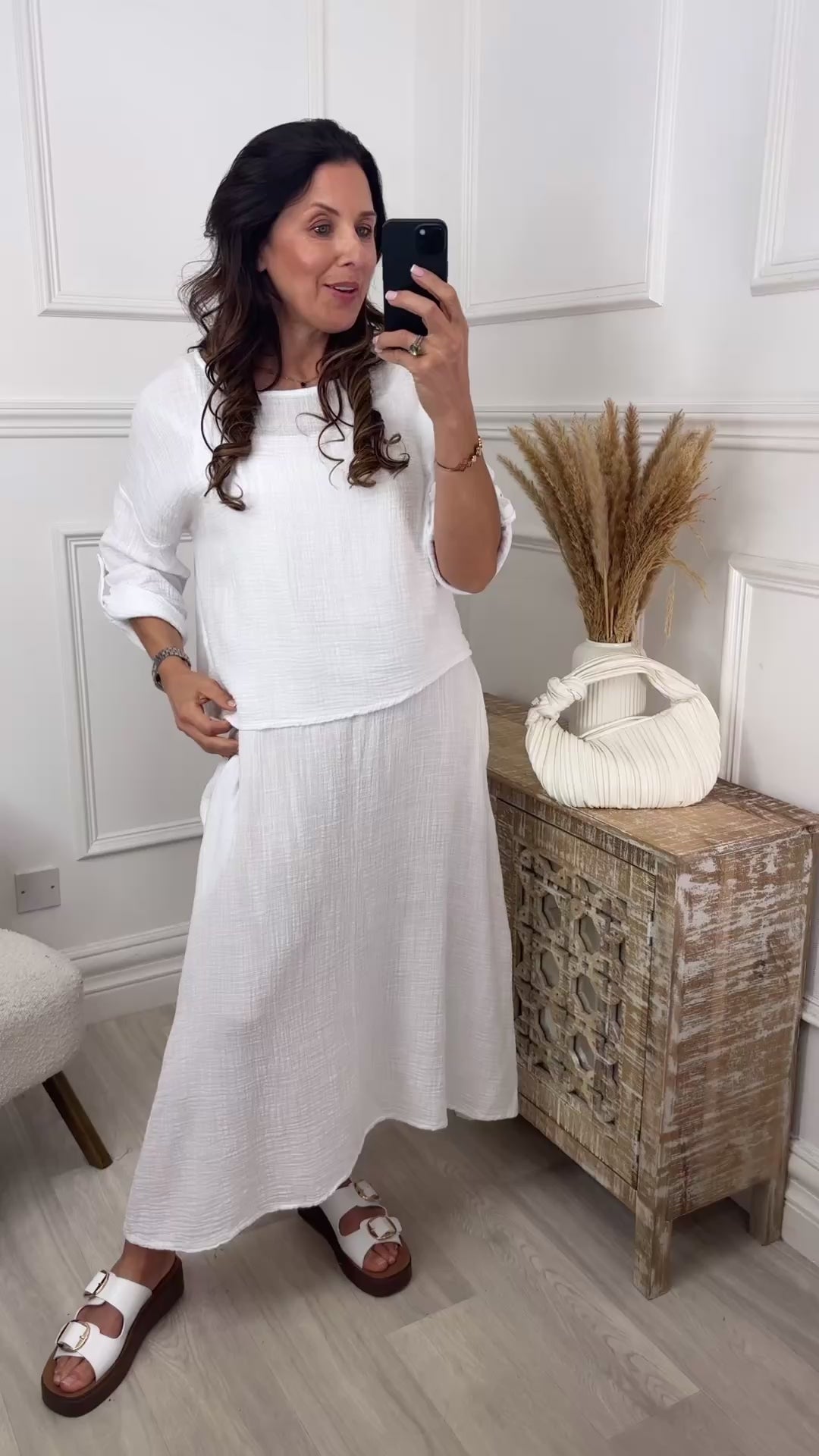 Steph White Overlay Top Midi Dress