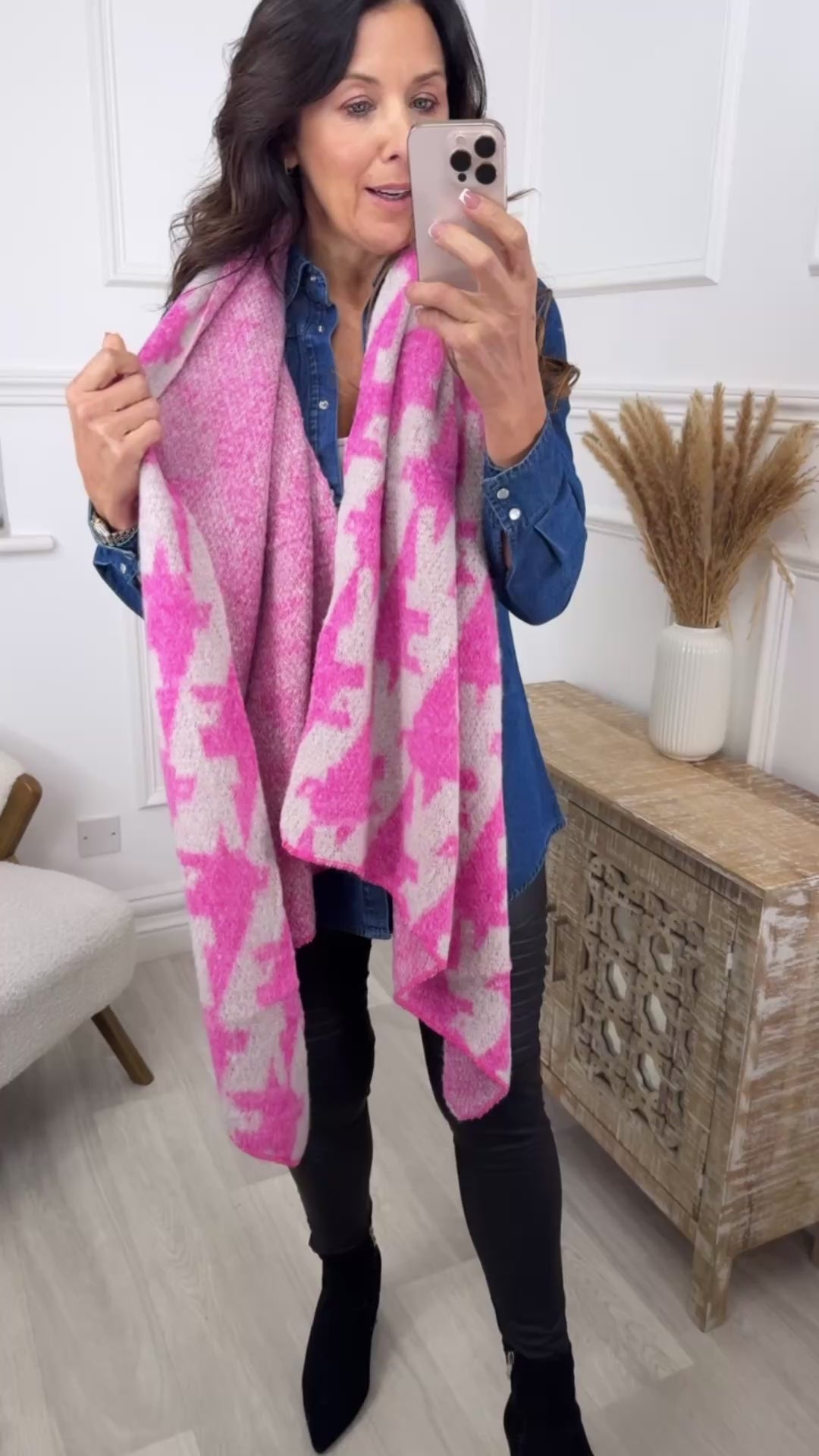 Reagan Pink Asymmetric Scarf