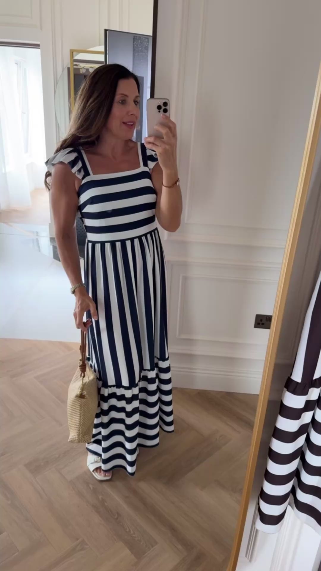 Elaina Navy Striped Maxi Dress