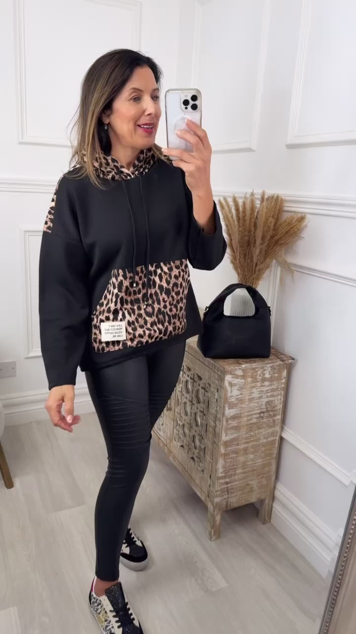 Pre Order: Everly Black Leopard Hoody