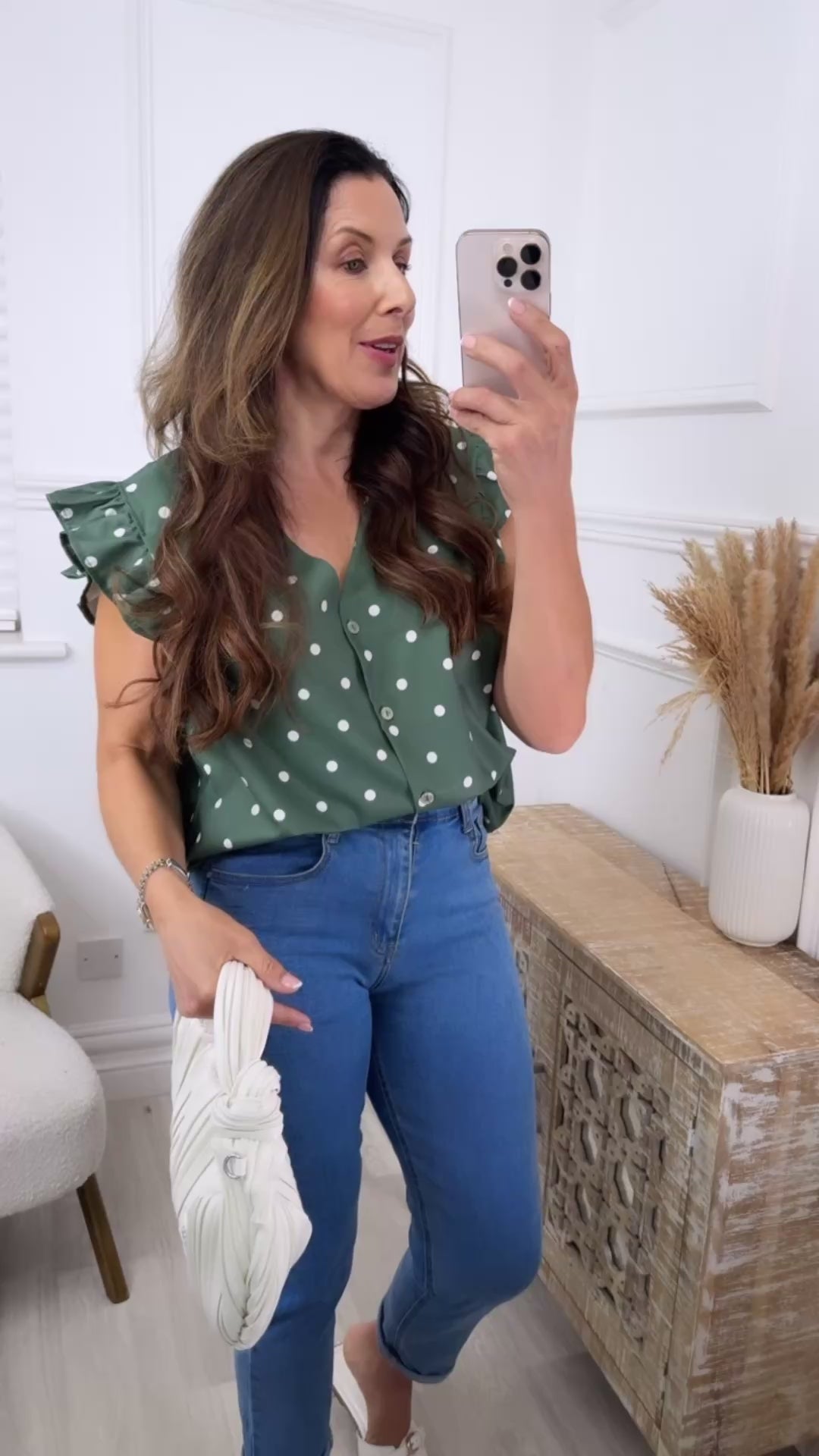 Anouk Khaki Polka Dot Top