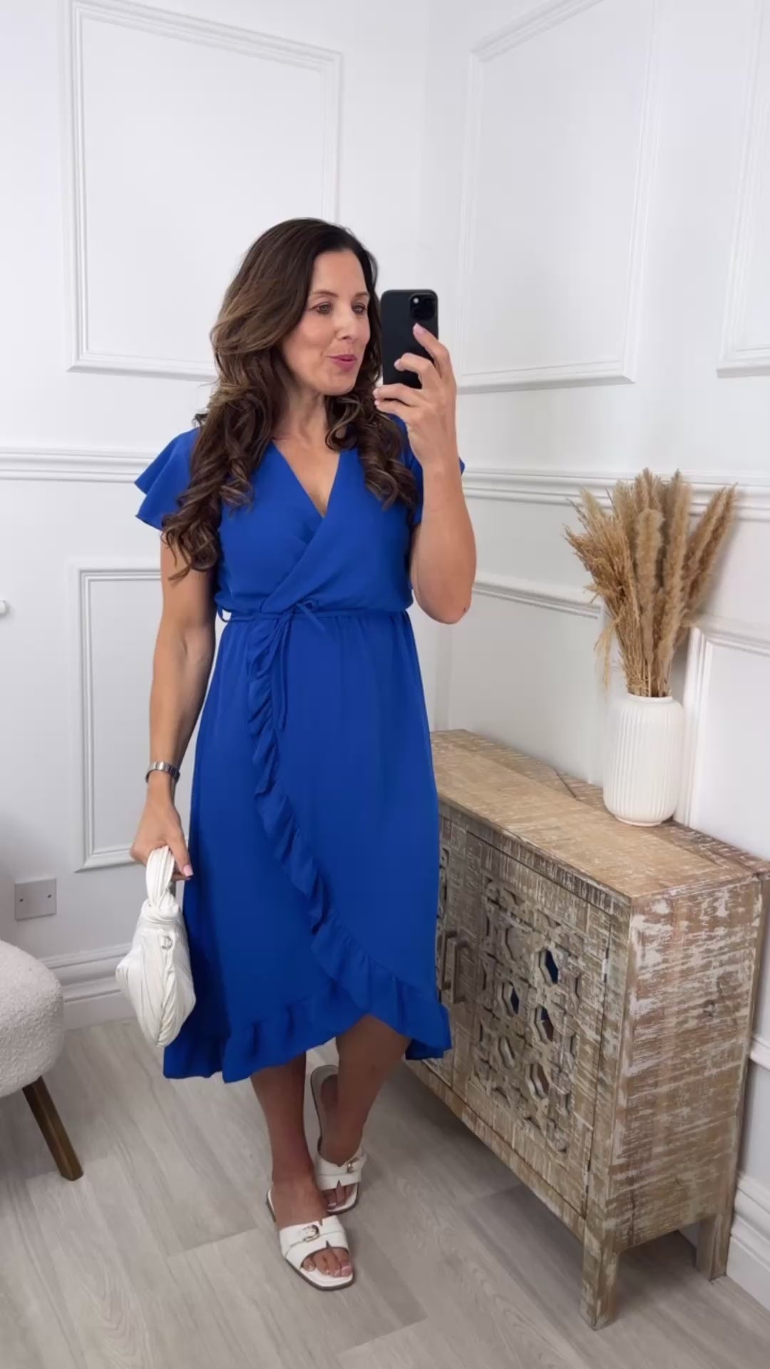 Miranda Royal Blue Frill Wrap Dress