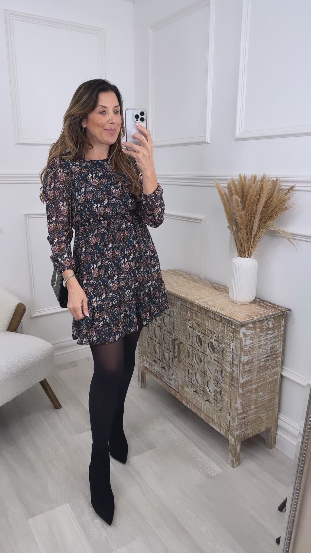 Zena Black Floral Print Mini Dress